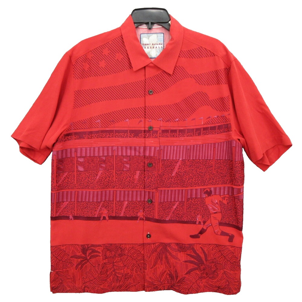 Tommy Bahama Mens Camp Shirt Medium MLB St Louis Cardinals Matador New